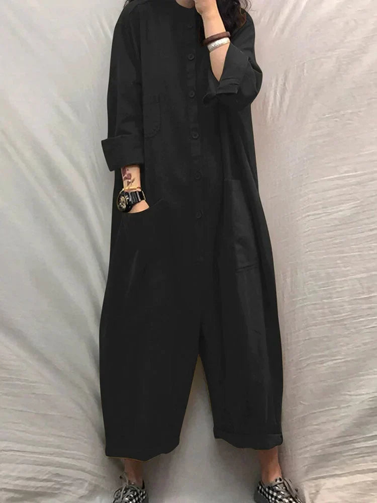 Silke | Dames Jumpsuit Oversized Katoen Linnen Lange Mouwen - Casual en Comfortabel