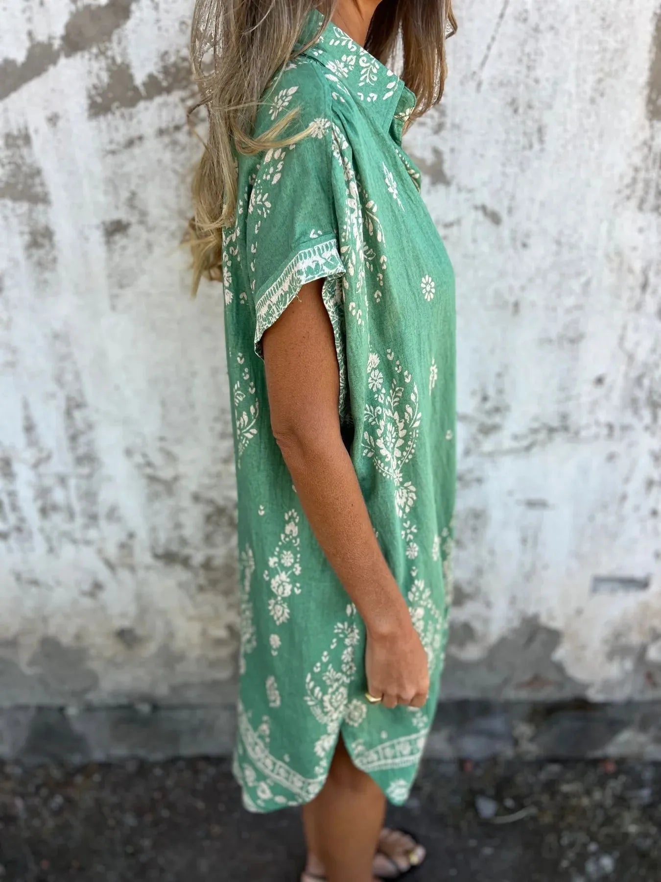 Azyra | Boho Breeze Midi-jurk – Casual jurk met relaxte pasvorm voor dames