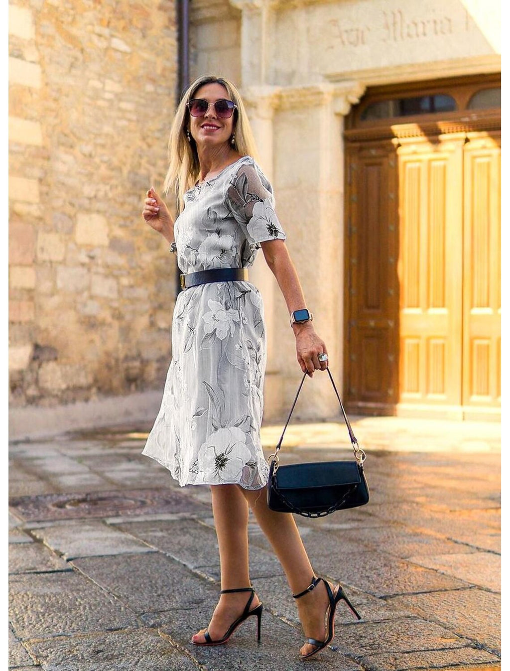 Kaelorae | Elegante midi-jurk voor dames – chiffon, smart casual formele feestjurk