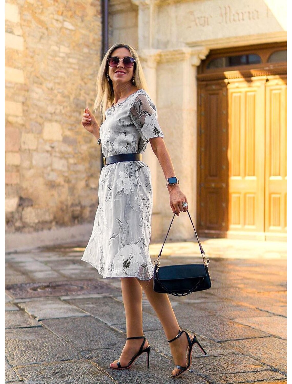 Kaelorae | Elegante midi-jurk voor dames – chiffon, smart casual formele feestjurk