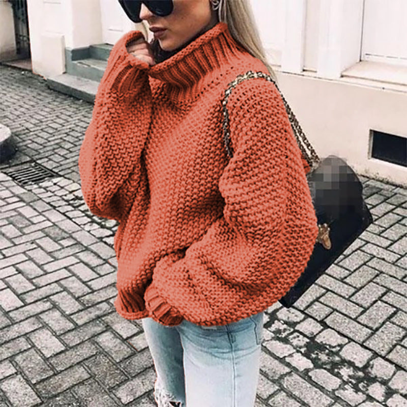 Ronja | Oversized-Rollkragenpullover aus grob gestricktem Material für Damen – Warmer Winterpullover, bequemer Strickpullover