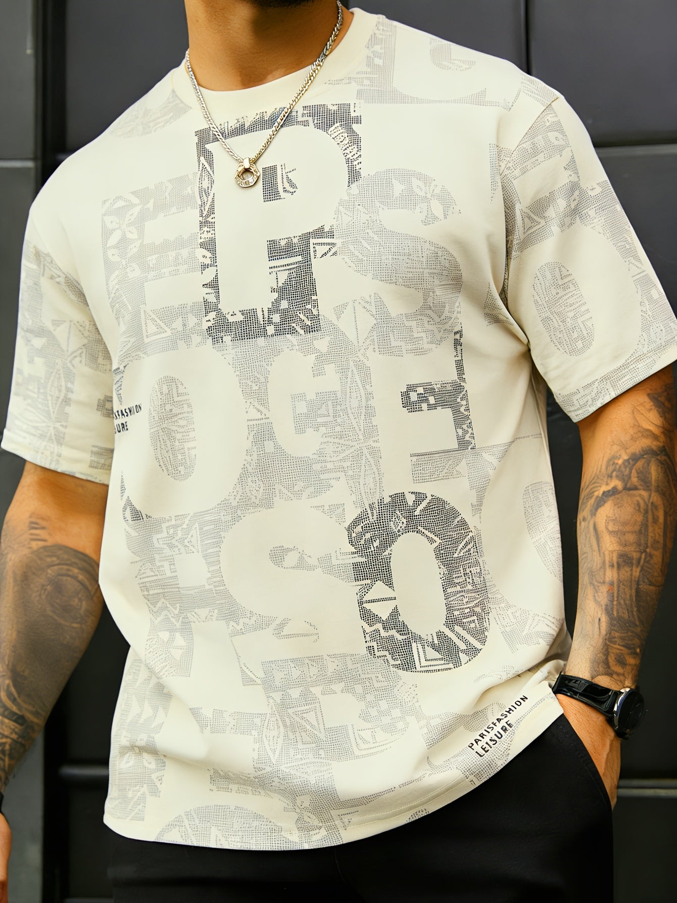Benu | Heren zomers graphic T-shirt – losvallend T-shirt met ronde hals en korte mouwen