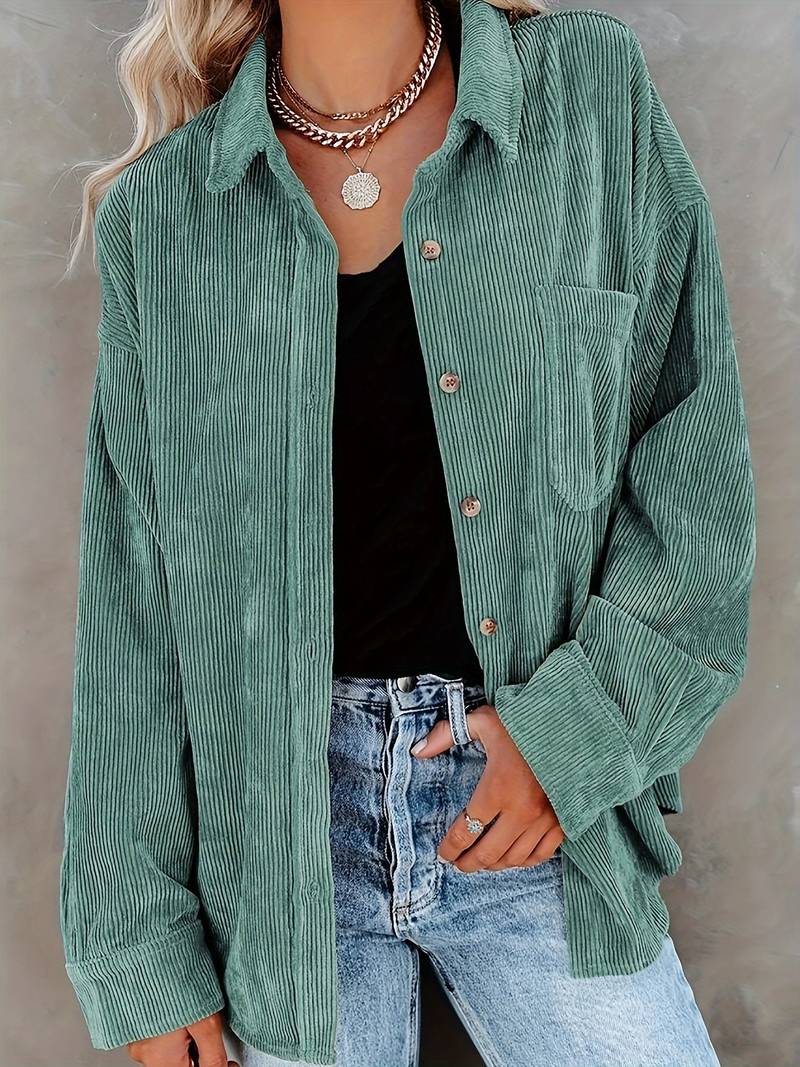Dorelle | Chemise en velours côtelé pour femme – Manches longues, coupe décontractée, haut casual doux et polyvalent