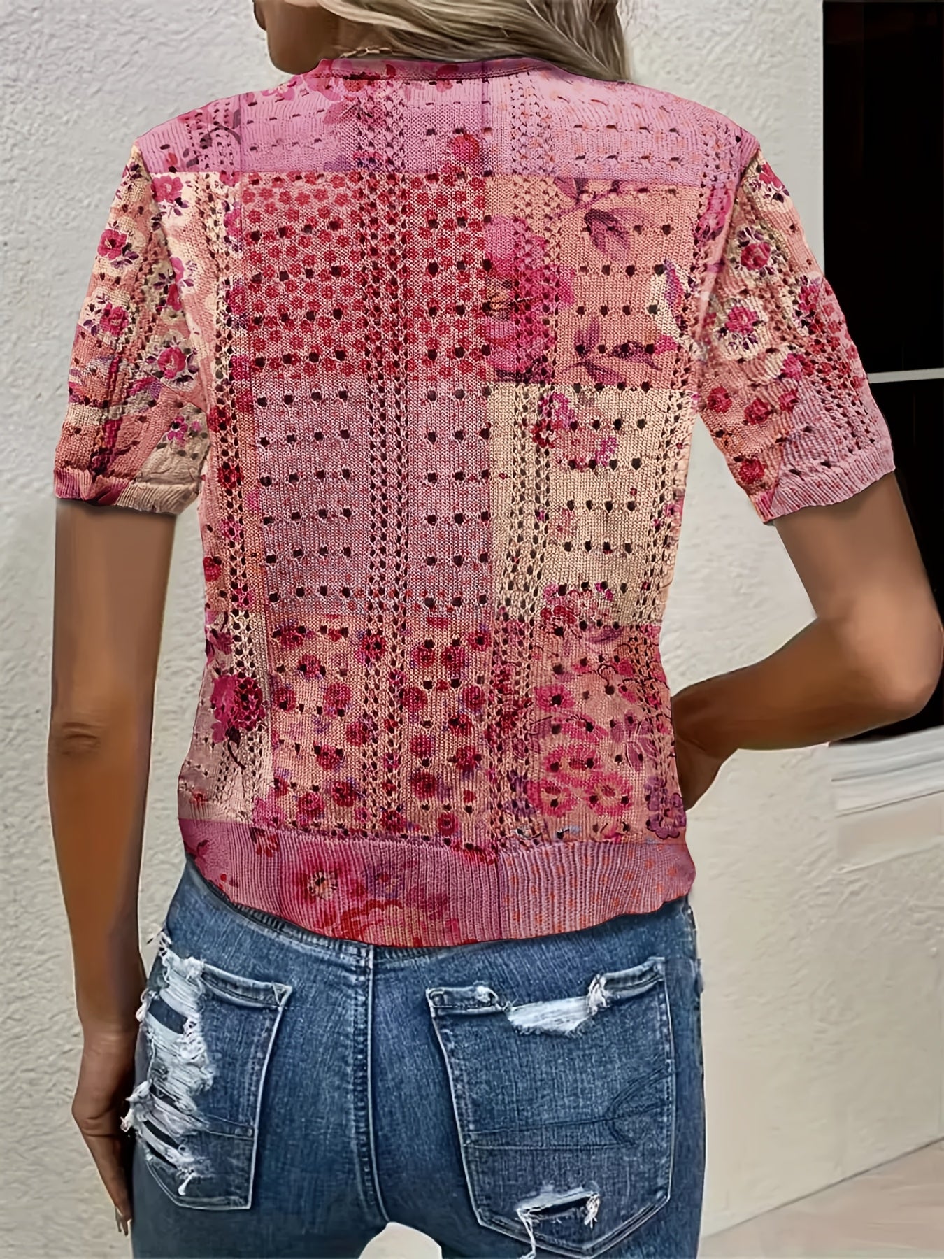 Cyravelle | Bohemian gehaakte korte cardigan – zomerse kortmouwen vest als lichte outerwear
