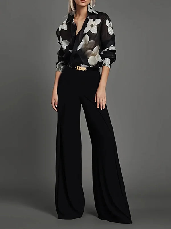 Zaylina | Dames Chiffon Blouse met Lange Mouwen – Elegante Blouse met Knopen