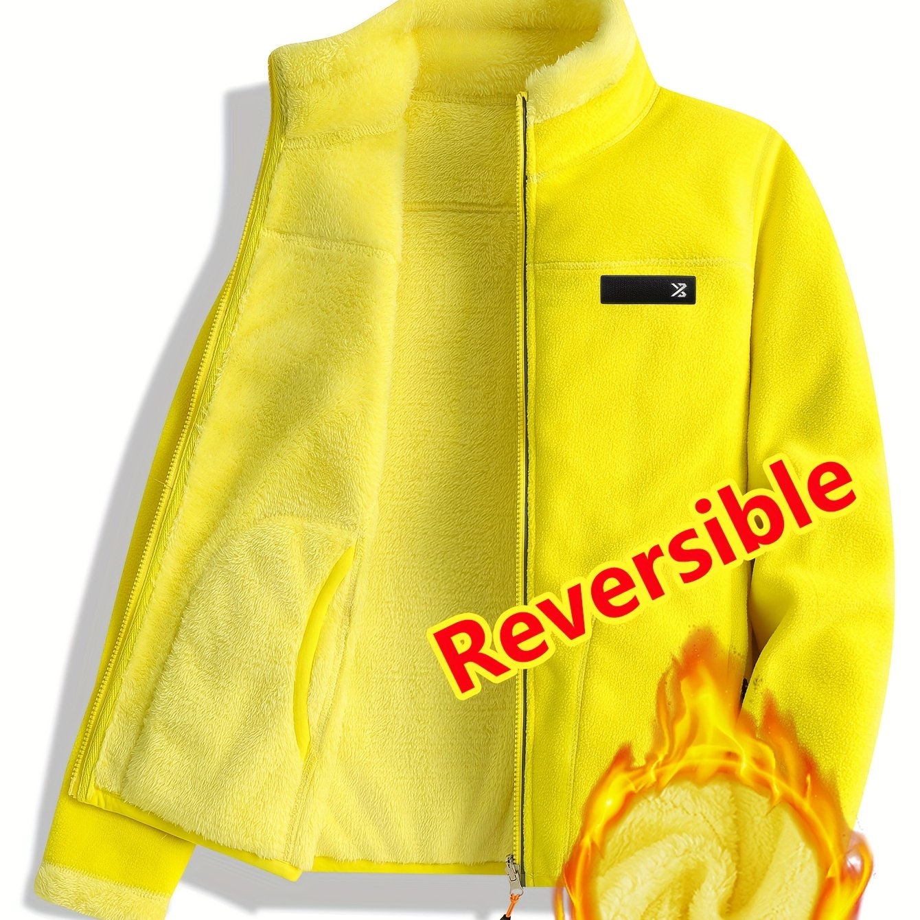 Taisia | Omkeerbaar koraalkleurig fleecejack voor dames – dikke pluche sweaterjas, warme casual winterjas