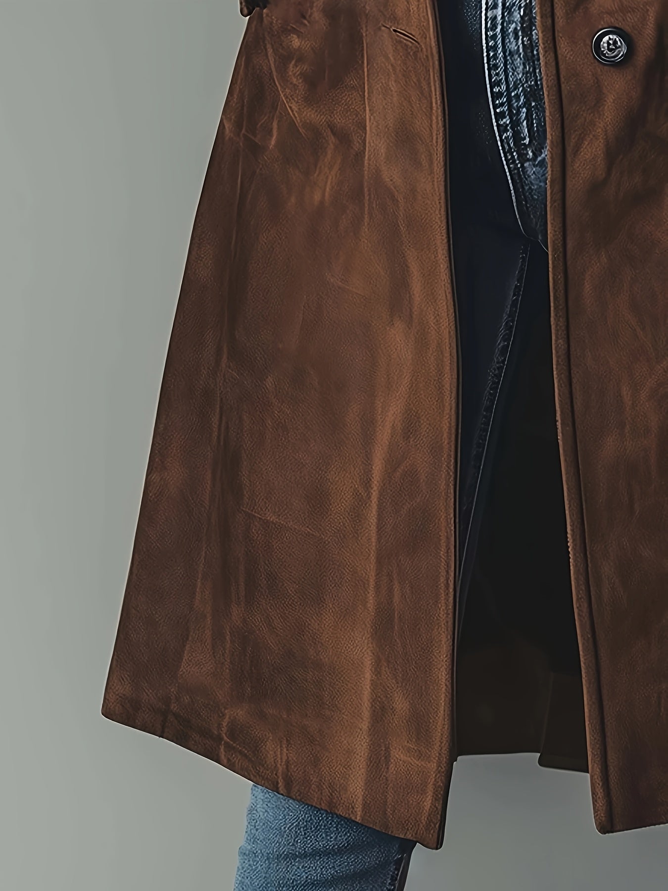 Forynne | Trench-coat vintage en daim pour femme – Élégant modèle à simple boutonnage et coupe en H