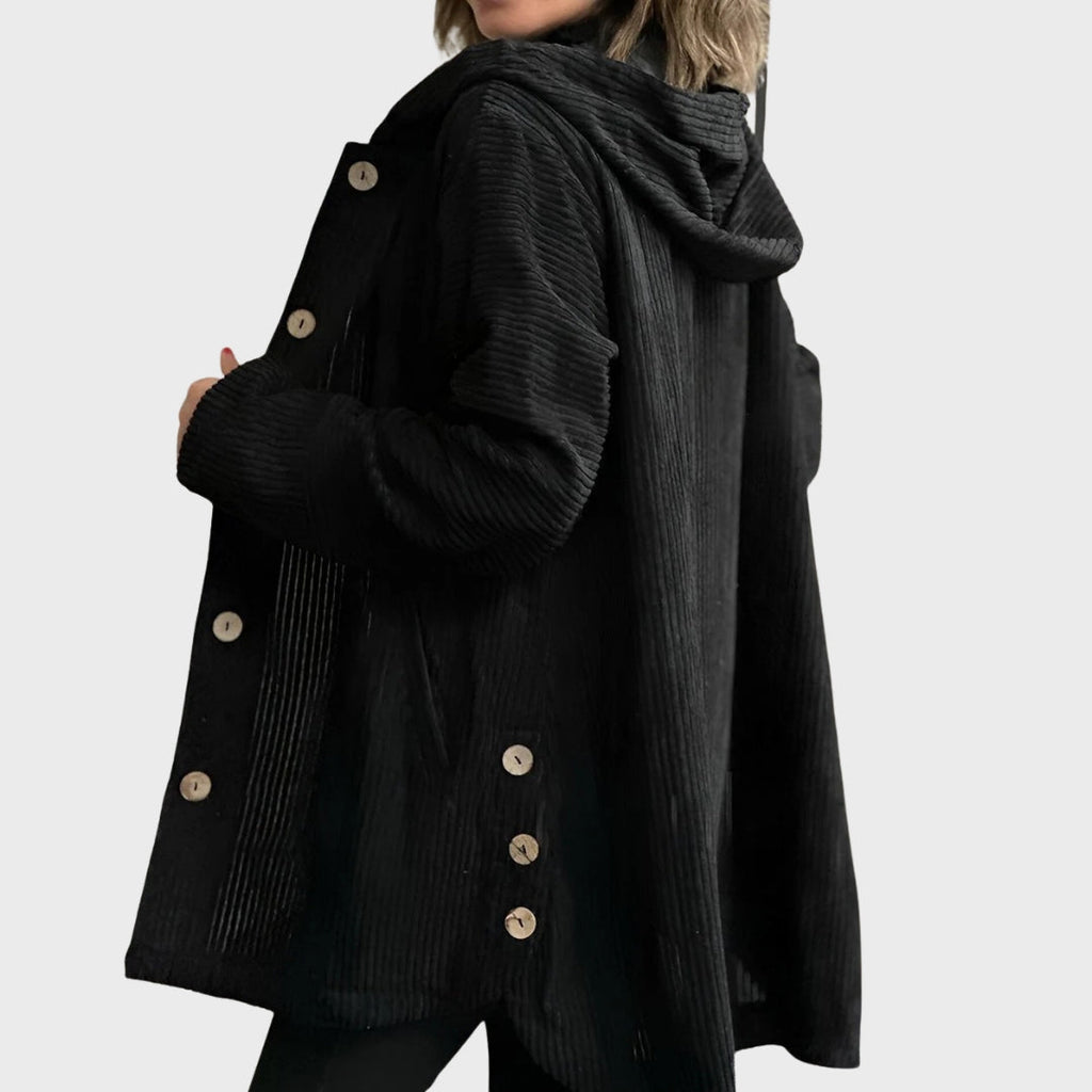 Zavira | Veste à capuche en velours côtelé pour femme - Veste zippée décontractée et confortable pour l'automne et l'hiver