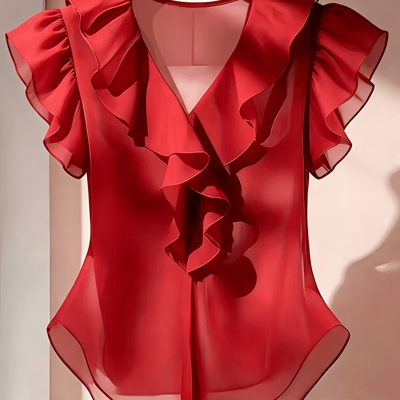 Emia | Dames chiffon blouse met ruches en korte mouwen – Franse stijl top, elegante lichte casual blouse