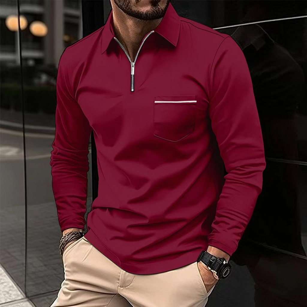 Cassiel | Langärmliges Herren-Poloshirt – Klassisches Freizeithemd für Herren, bequem und atmungsaktiv