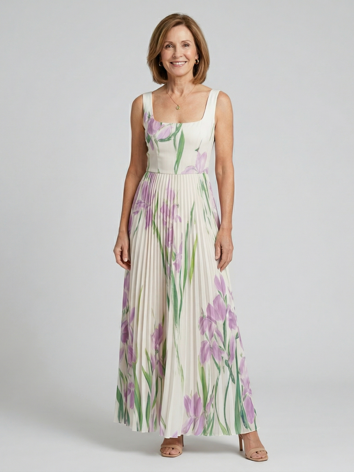 Elissa | Dames Bloemen Geplooide Maxi Jurk – Mouwloos, Elegante Zomer Maxi Jurk