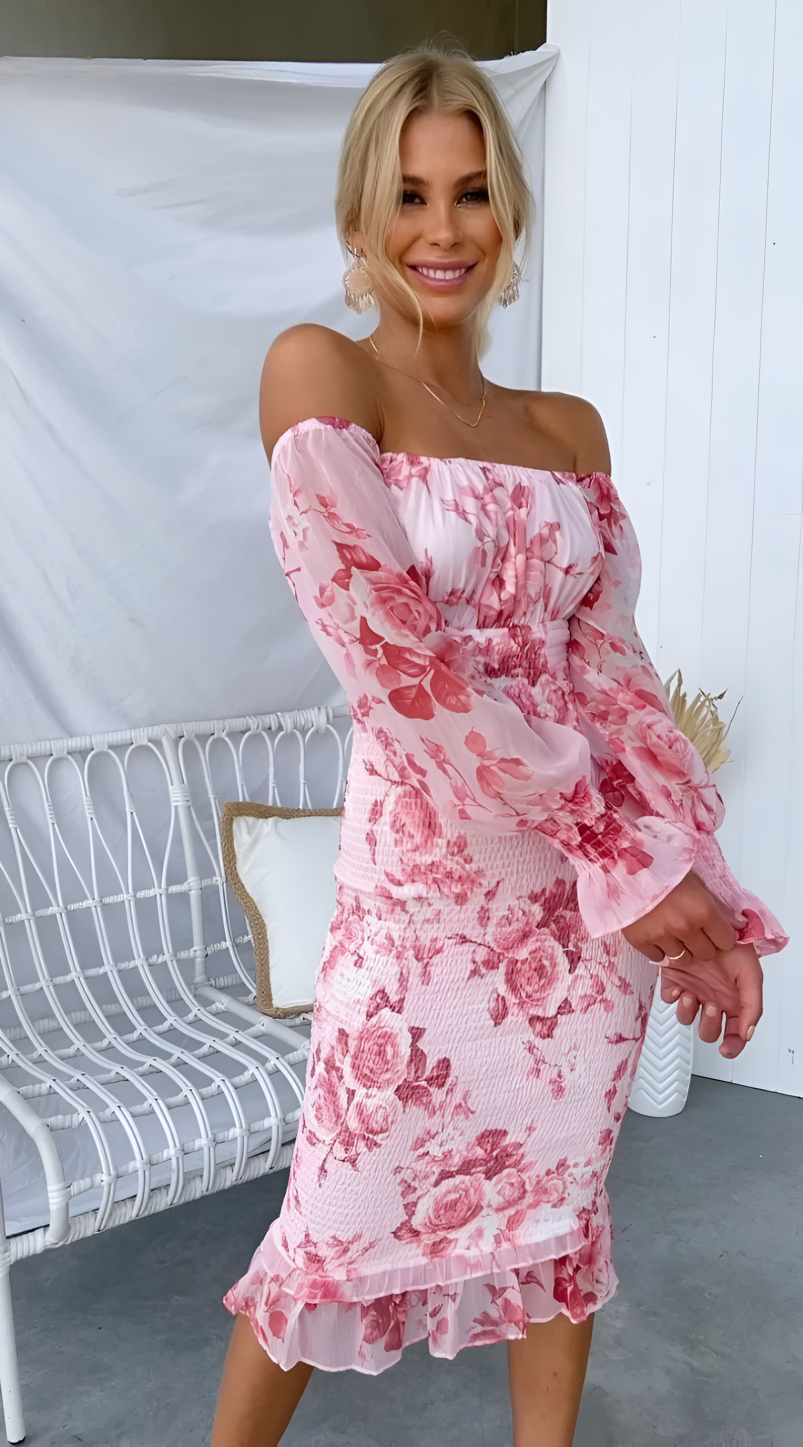 Pema | Dames bloemenjurk – elegante midi jurk, lichtgewicht zomerjurk