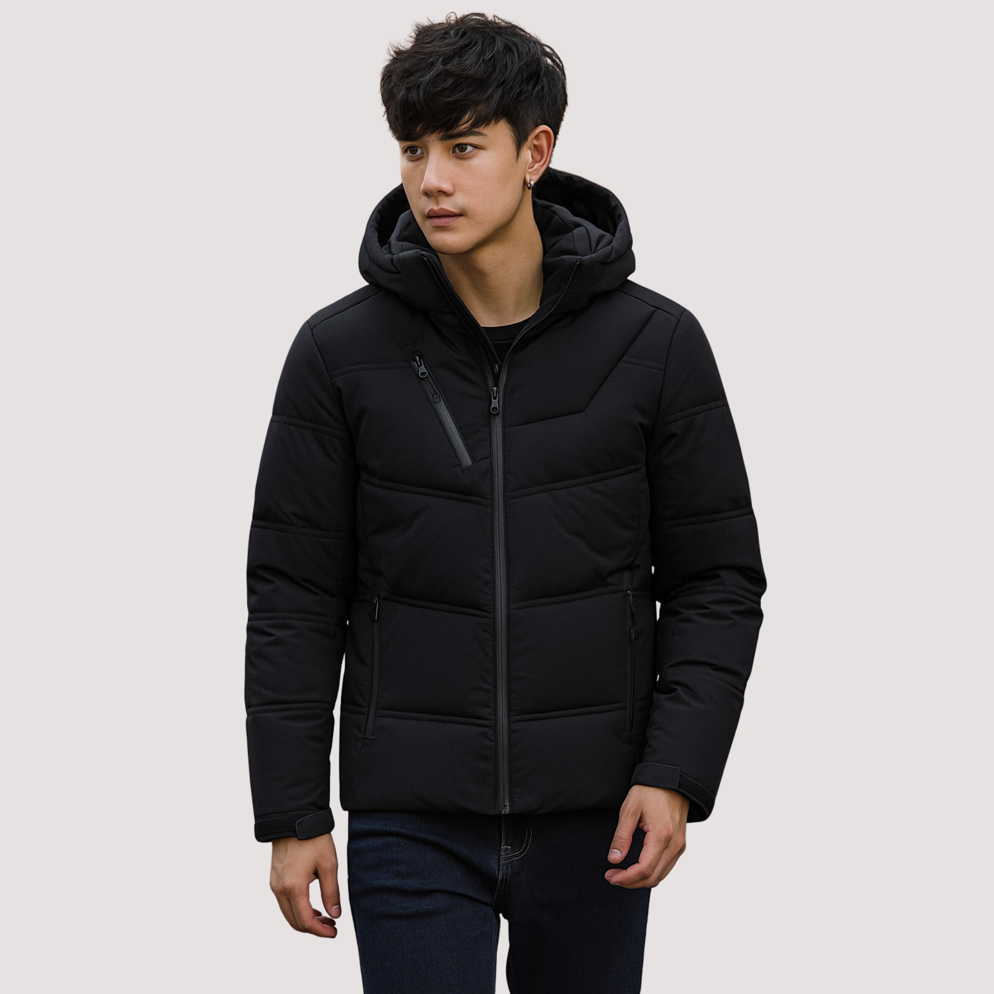 Galvyn | Heren donsjack met capuchon, winddichte winterjas met isolatie, waterafstotend