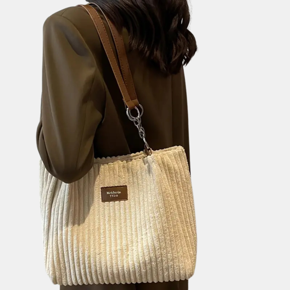 Cordura | Zachte corduroy schoudertas – casual handtas voor dames, lichtgewicht tas voor dagelijks gebruik