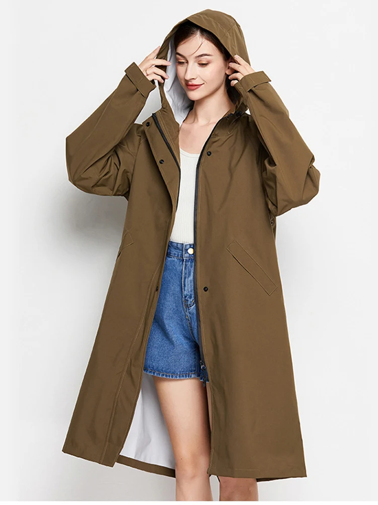 Anna | Wasserdichter und winddichter Damen-Regenmantel mit verstellbarer Kapuze, leichte Outdoor-Jacke