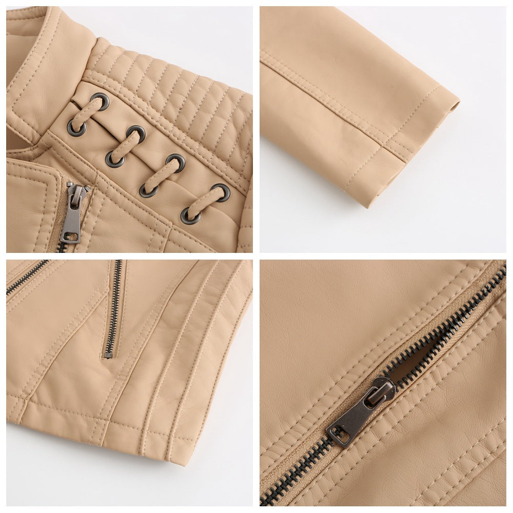 Marvina | Veste en cuir coupe ajustée – Veste de moto chic en agneau, vêtement d'extérieur élégant
