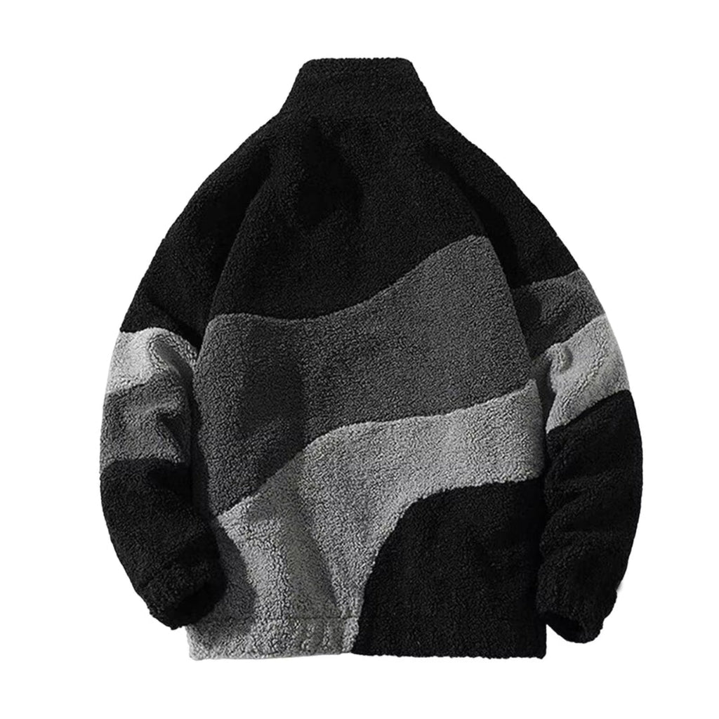 Bernhard | Warmer Teddy-Mantel für Herren mit Stehkragen, Fleecejacke, lässiger Wintermantel, zweifarbiges Design