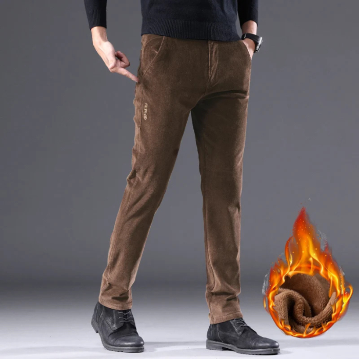 Cirel | Pantalon homme en velours côtelé chaud avec doublure polaire - Pantalon d'hiver décontracté, doux et confortable
