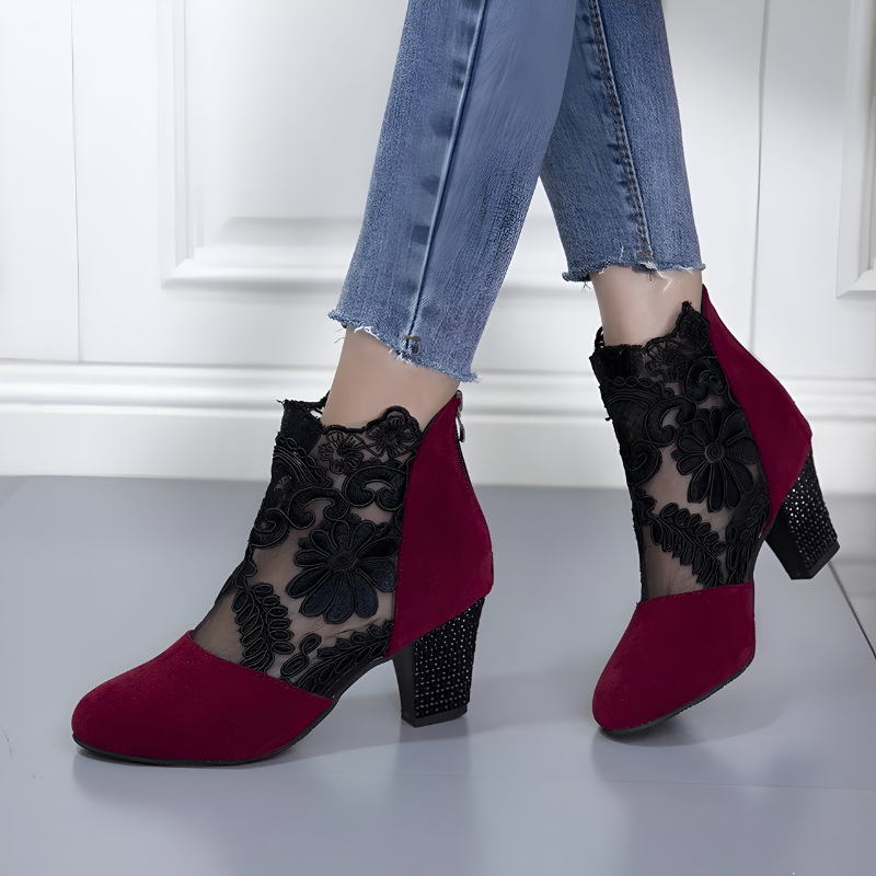 Fely | Damessandalen met hoge hakken – Elegante feest- en bruiloftsschoenen met enkelbandje