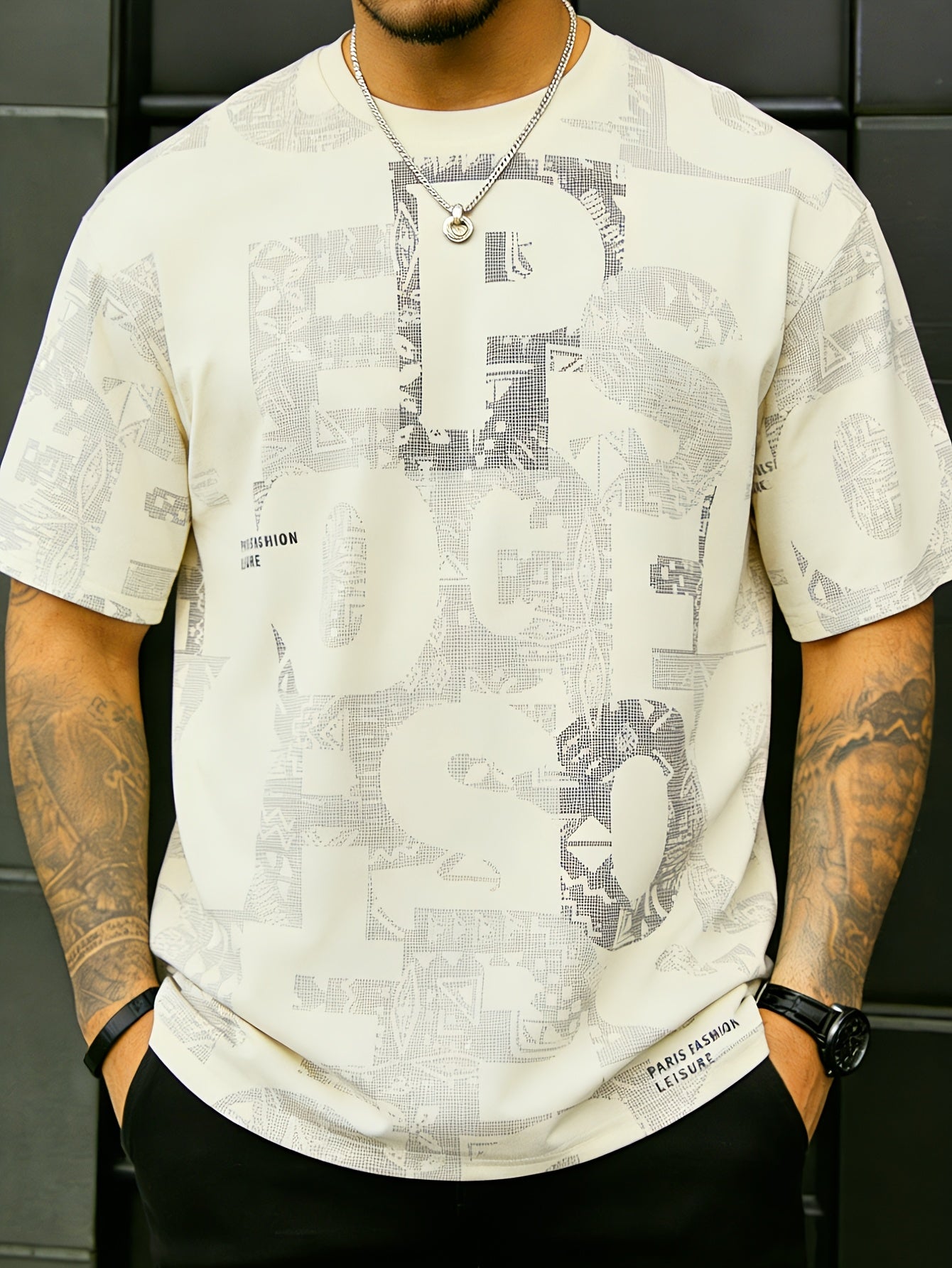 Benu | Heren zomers graphic T-shirt – losvallend T-shirt met ronde hals en korte mouwen