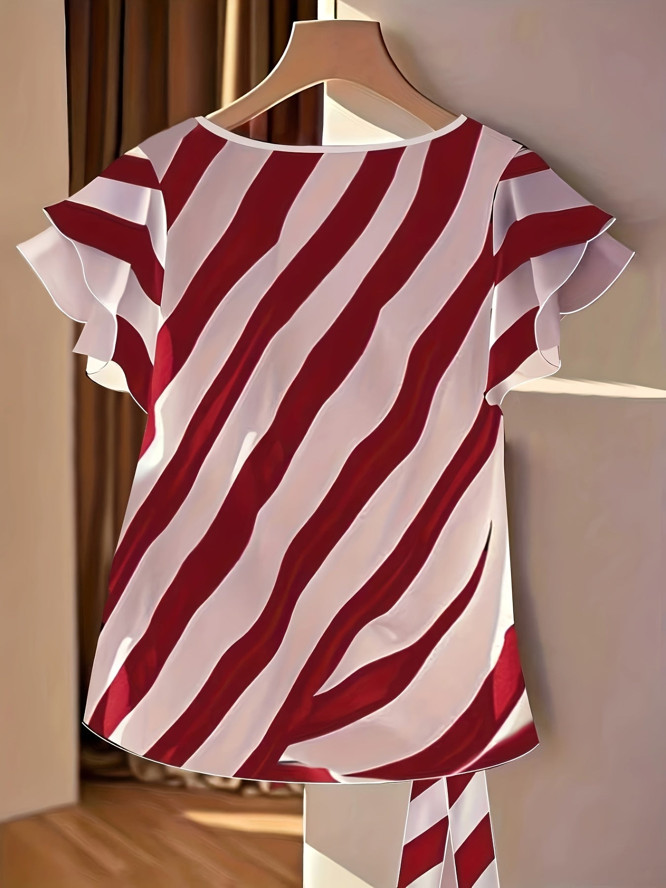 Kelyn | Casual zomertop voor dames – Gestreepte blouse met V-hals en strik in de taille