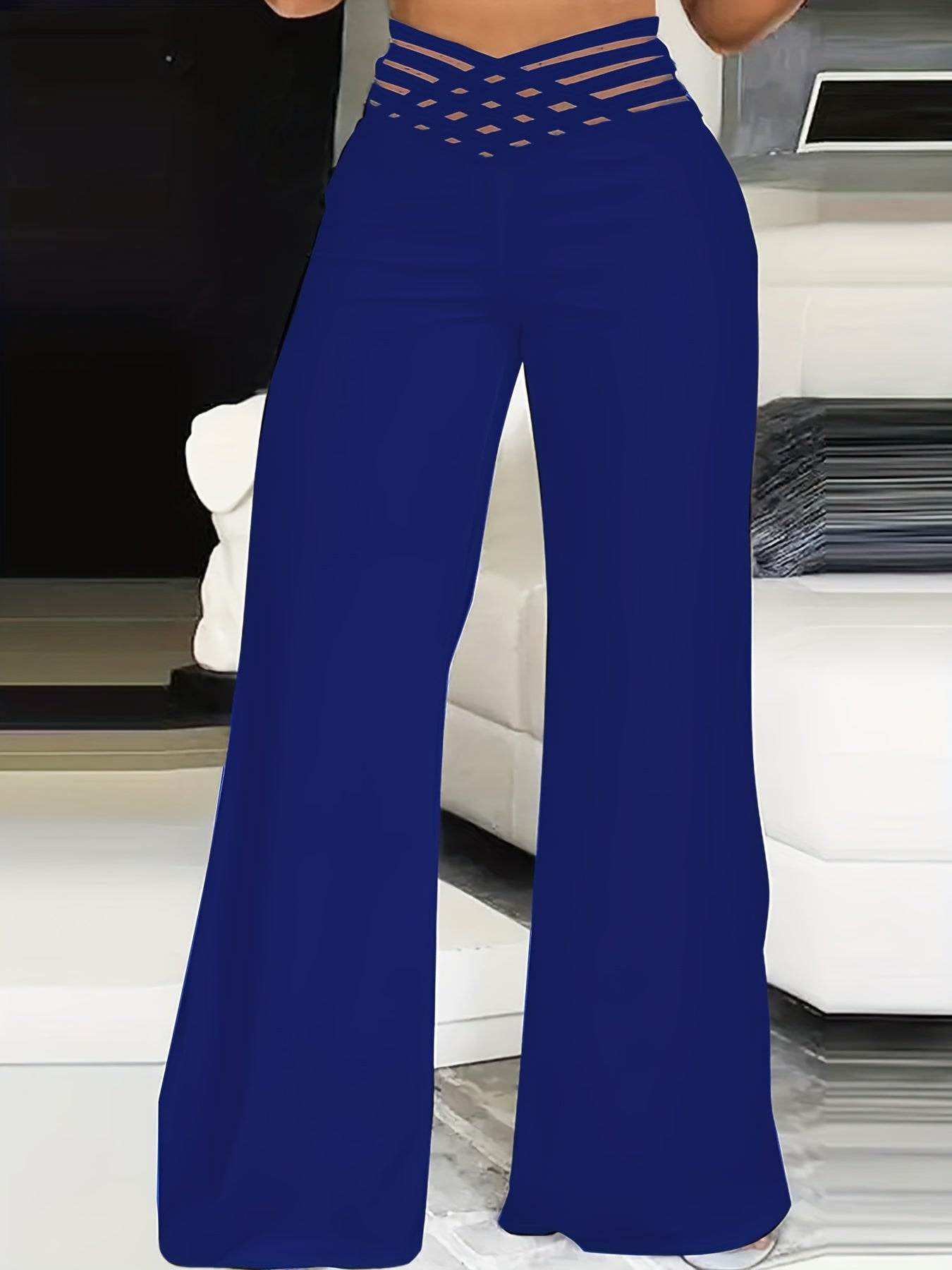 Syrene | Pantalon large taille haute pour femme – Détail élégant à l'entrejambe, extensible et confortable