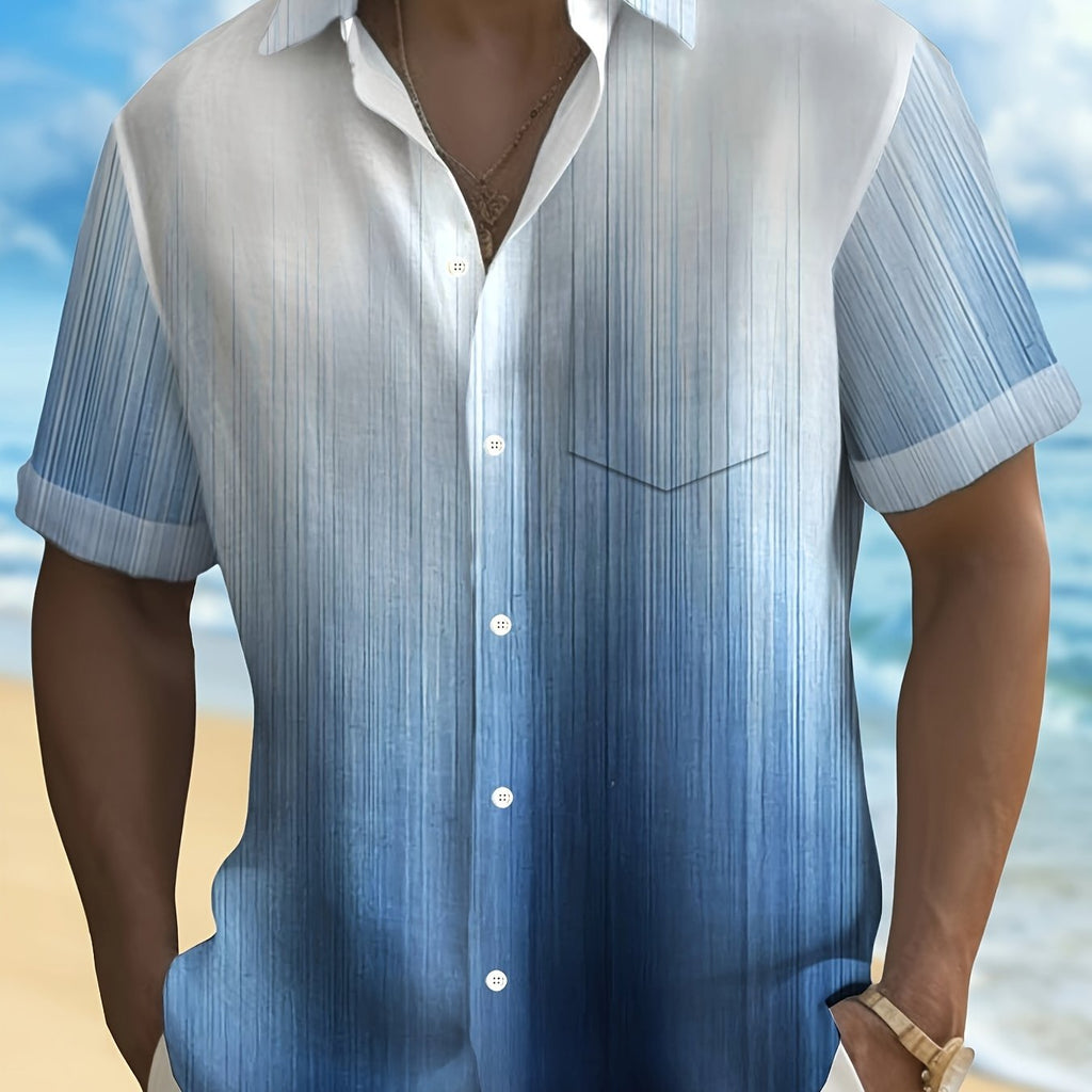Arno | Heren gradient shirt – korte mouwen overhemd met knopen
