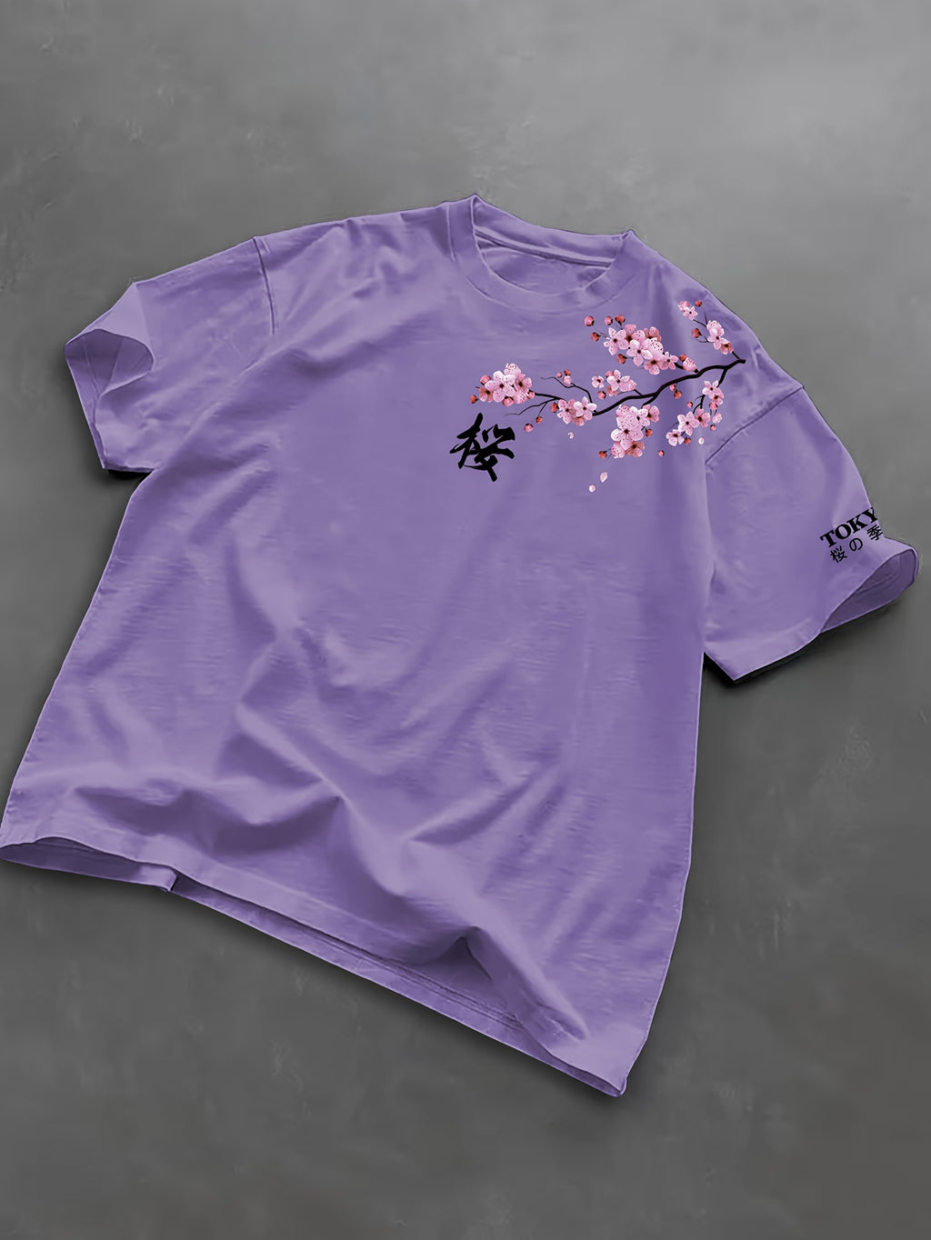 Lucian | Heren T-shirt met Japanse kersenbloesemprint – Streetwear casual T-shirt met korte mouwen