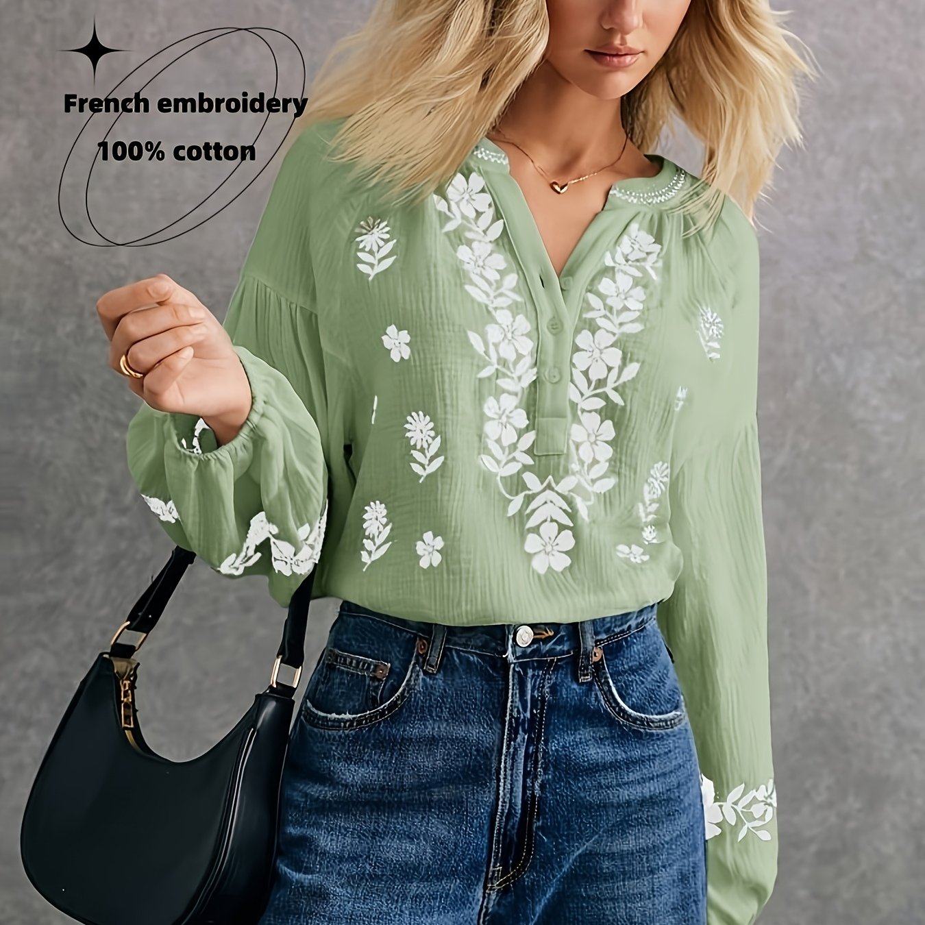 Helya | Lichtgewicht geborduurd etnisch dameshemd – casual blouse met lange mouwen