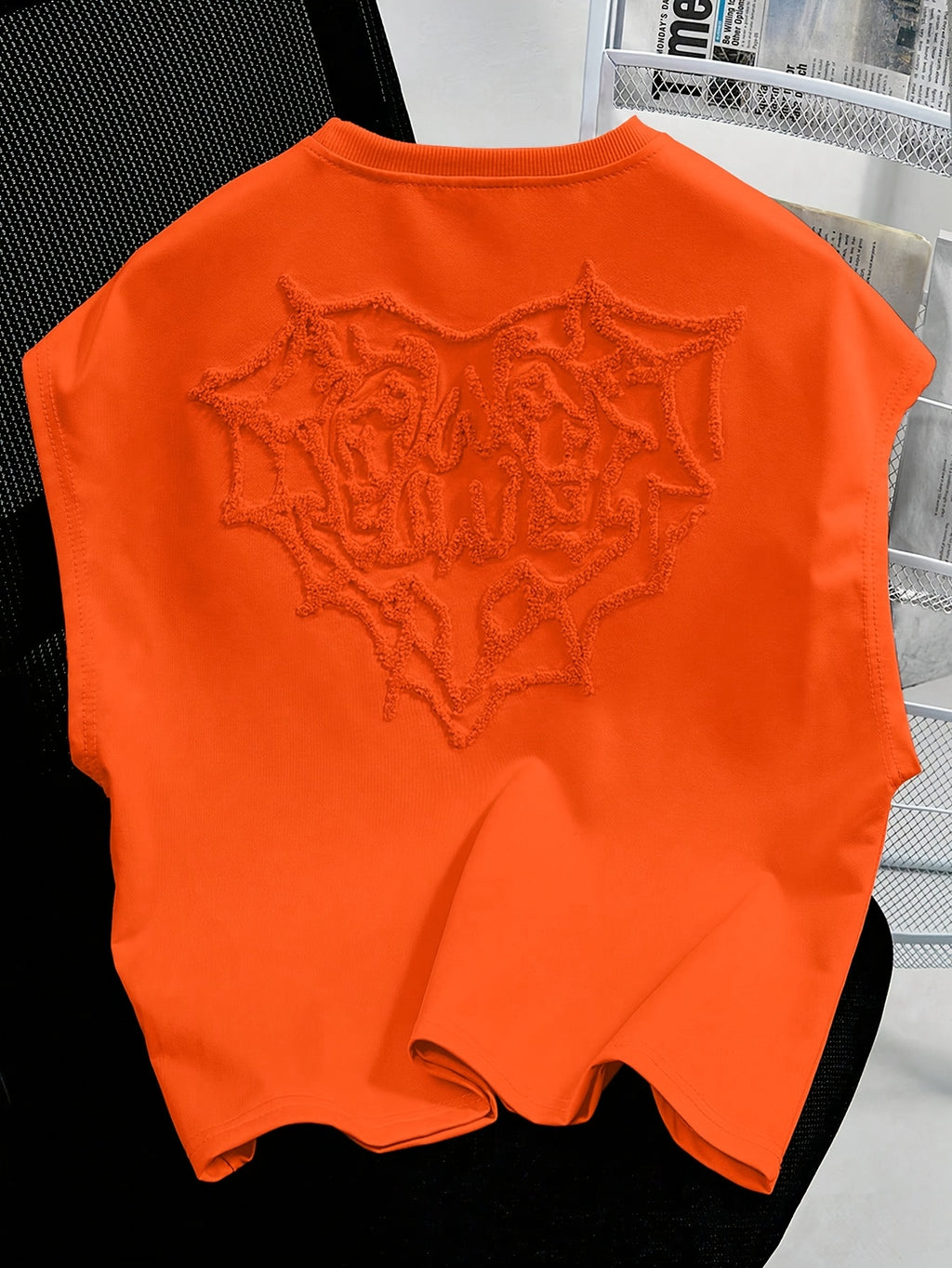 Biran | Heren streetwear tanktop – spider web hart 3D borduursel vest