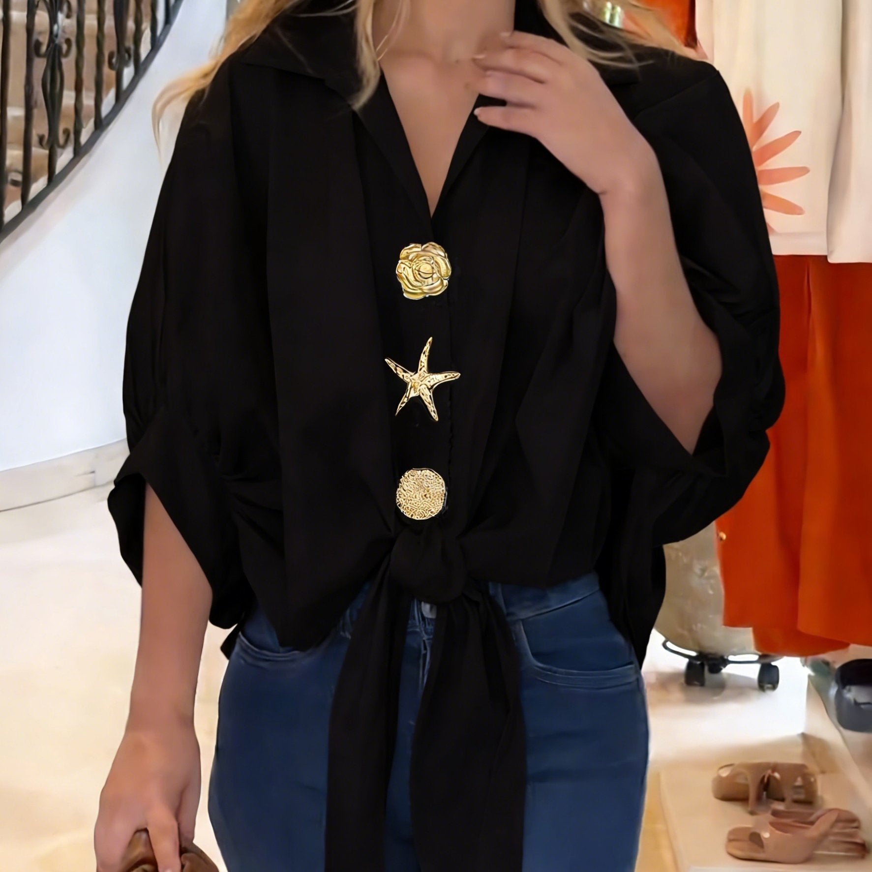 Walyra | Elegante casual damesblouse – Lichtgewicht overhemd met lange mouwen en knopen