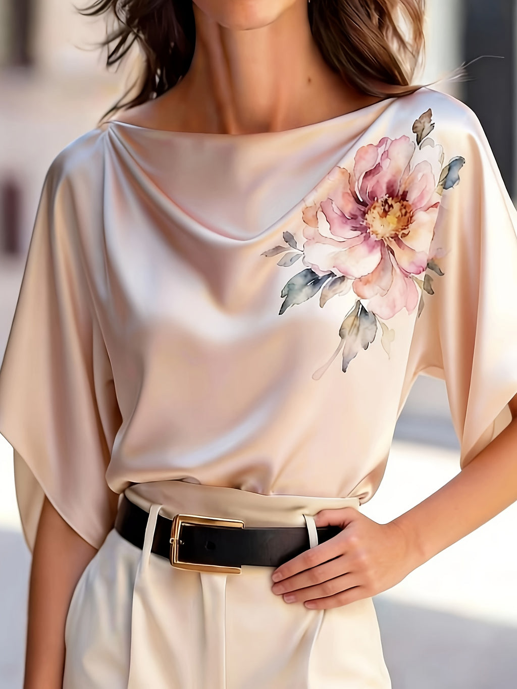 Jinae | Casual T-shirt voor dames in grote maten, met korte mouwen, ronde hals en een losse pasvorm