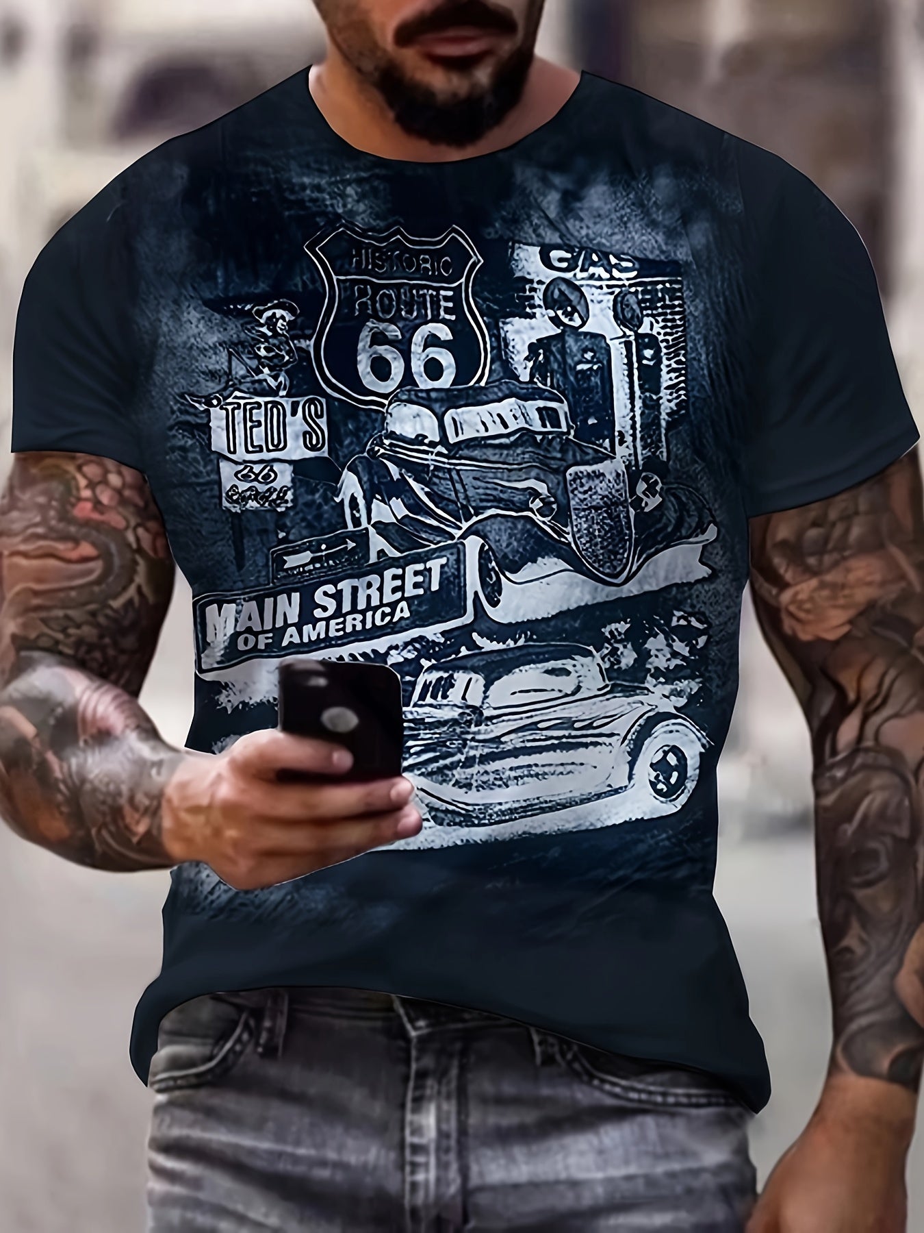 Galvian | Heren Grafisch Zomer T-shirt – Lichtgewicht Bedrukt Shirt met Korte Mouwen