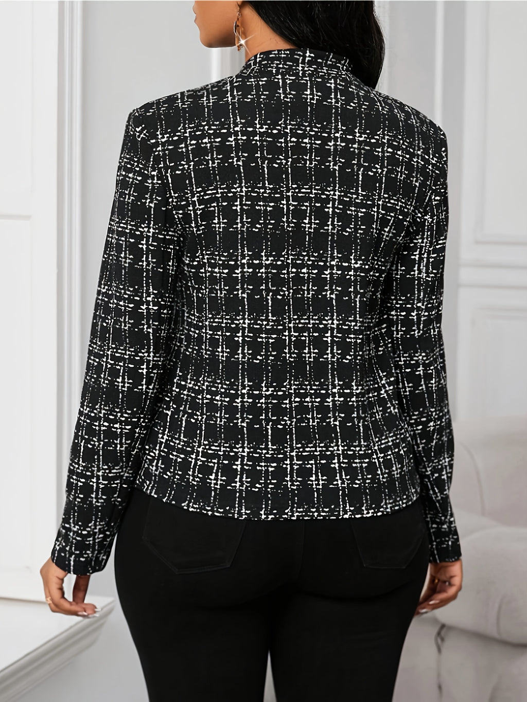 Elsinore | Manteau léger à carreaux pour femme – motif pied-de-poule, vêtement d'extérieur décontracté et élégant