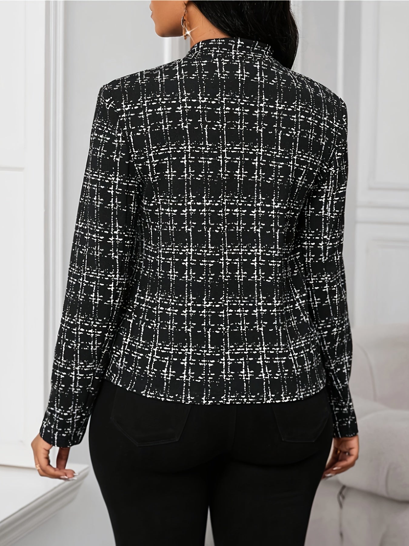 Elsinore | Manteau léger à carreaux pour femme – motif pied-de-poule, vêtement d'extérieur décontracté et élégant