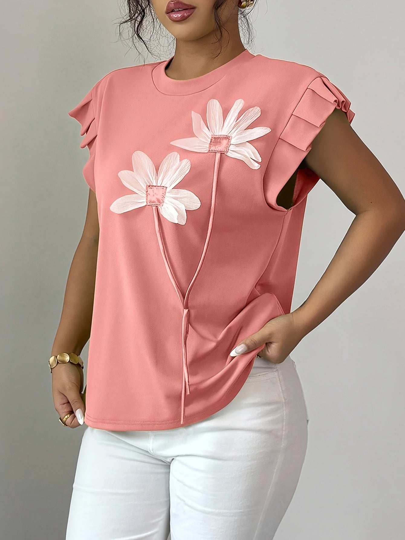Cybelle | Mouwloze top met bloemenprint en contrasterende details voor dames - Casual, lichtgewicht zomert-shirt
