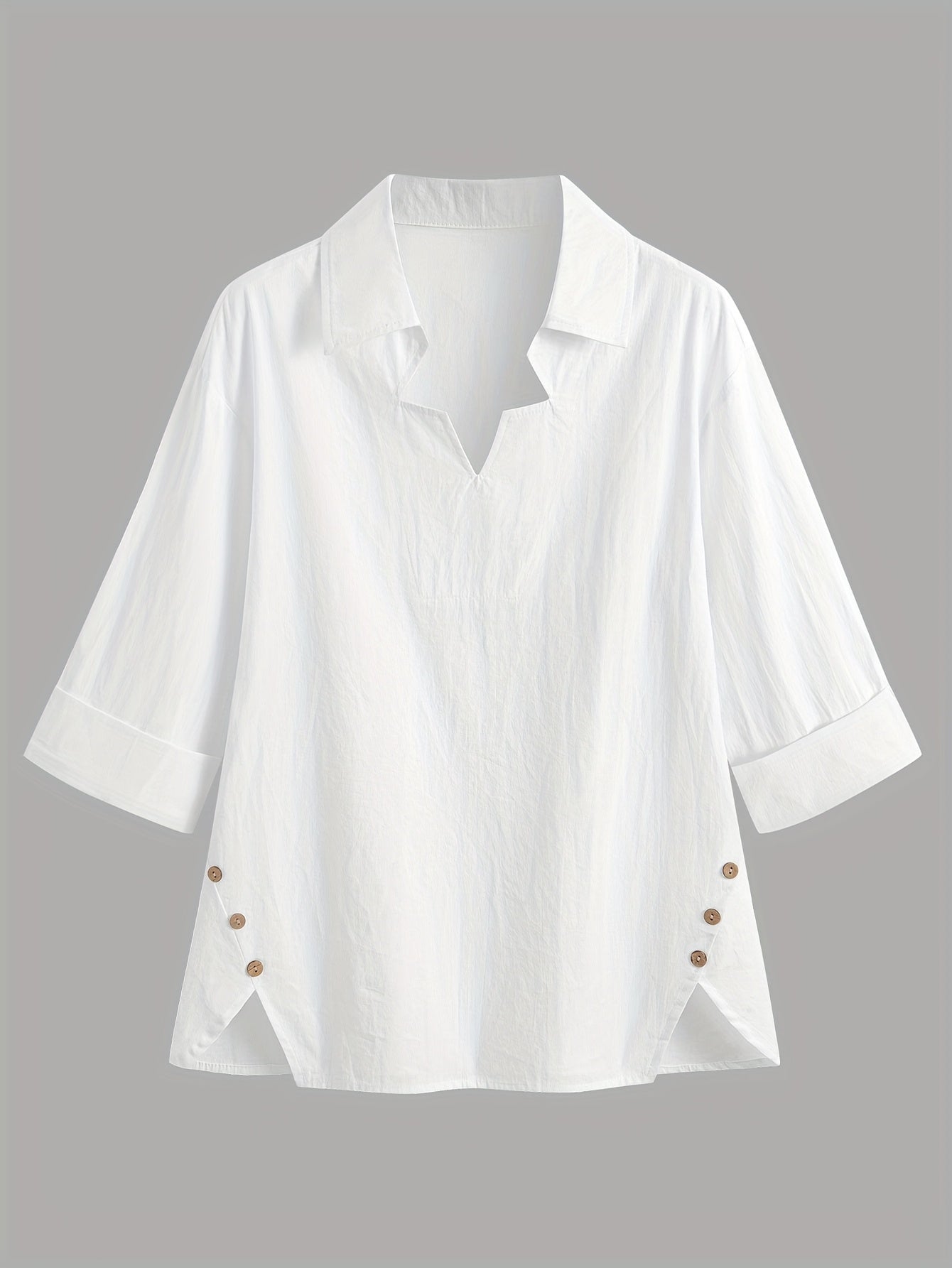 Senia | Zomertop voor dames met losse pasvorm – Casual blouse met V-hals en korte mouwen