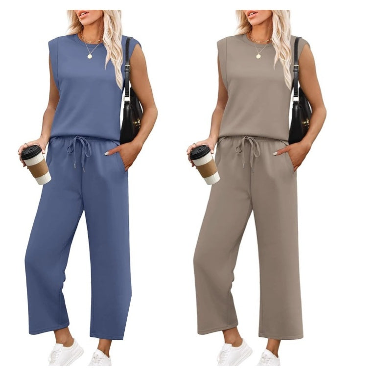 Orlira | Tweedelige set voor dames: casual top met korte mouwen en broek met wijde pijpen