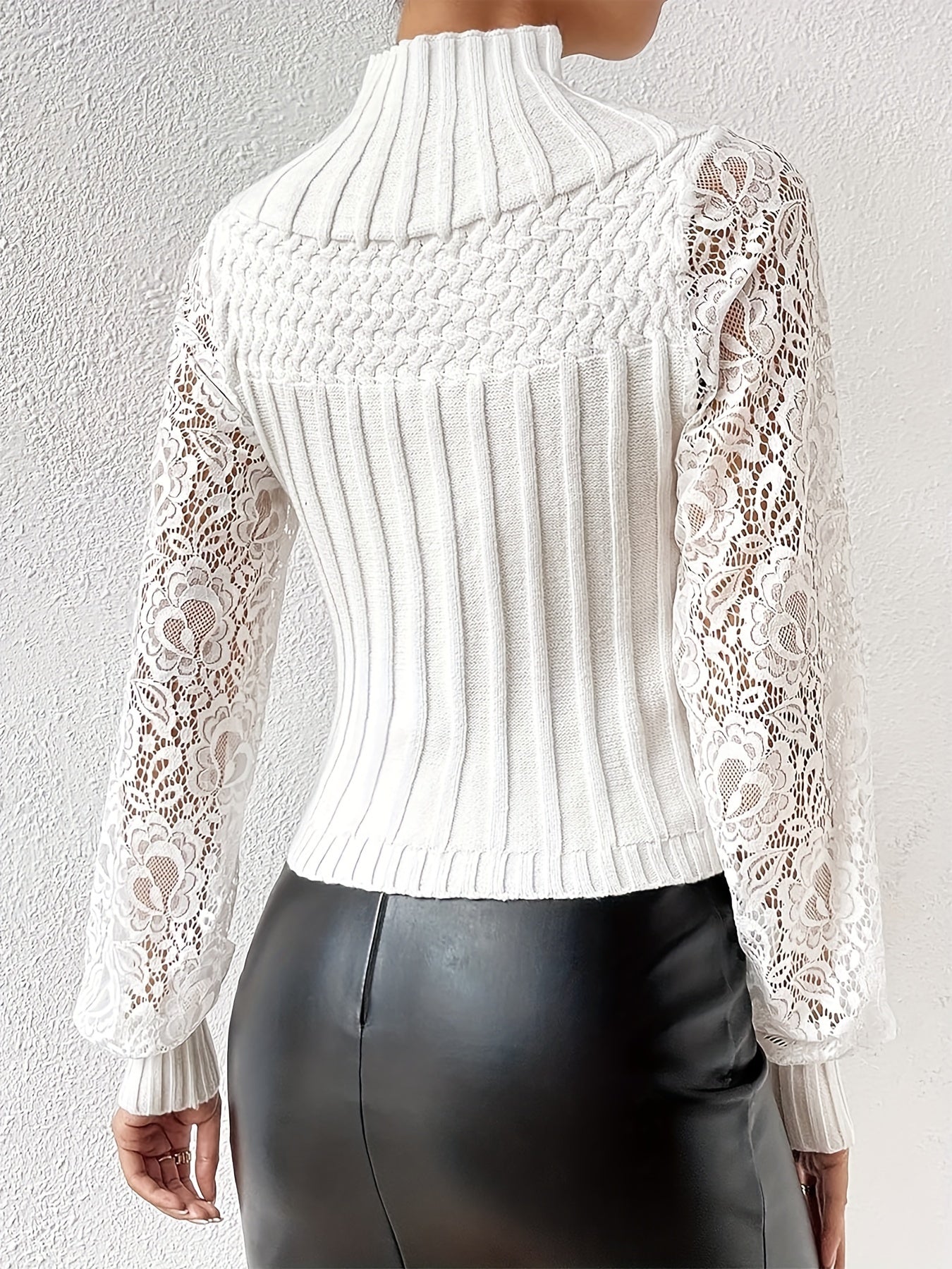 Zarellea | Dames Trui met Hoge Hals en Lange Mouwen van Kant – Elegante Vintage Stijl Top