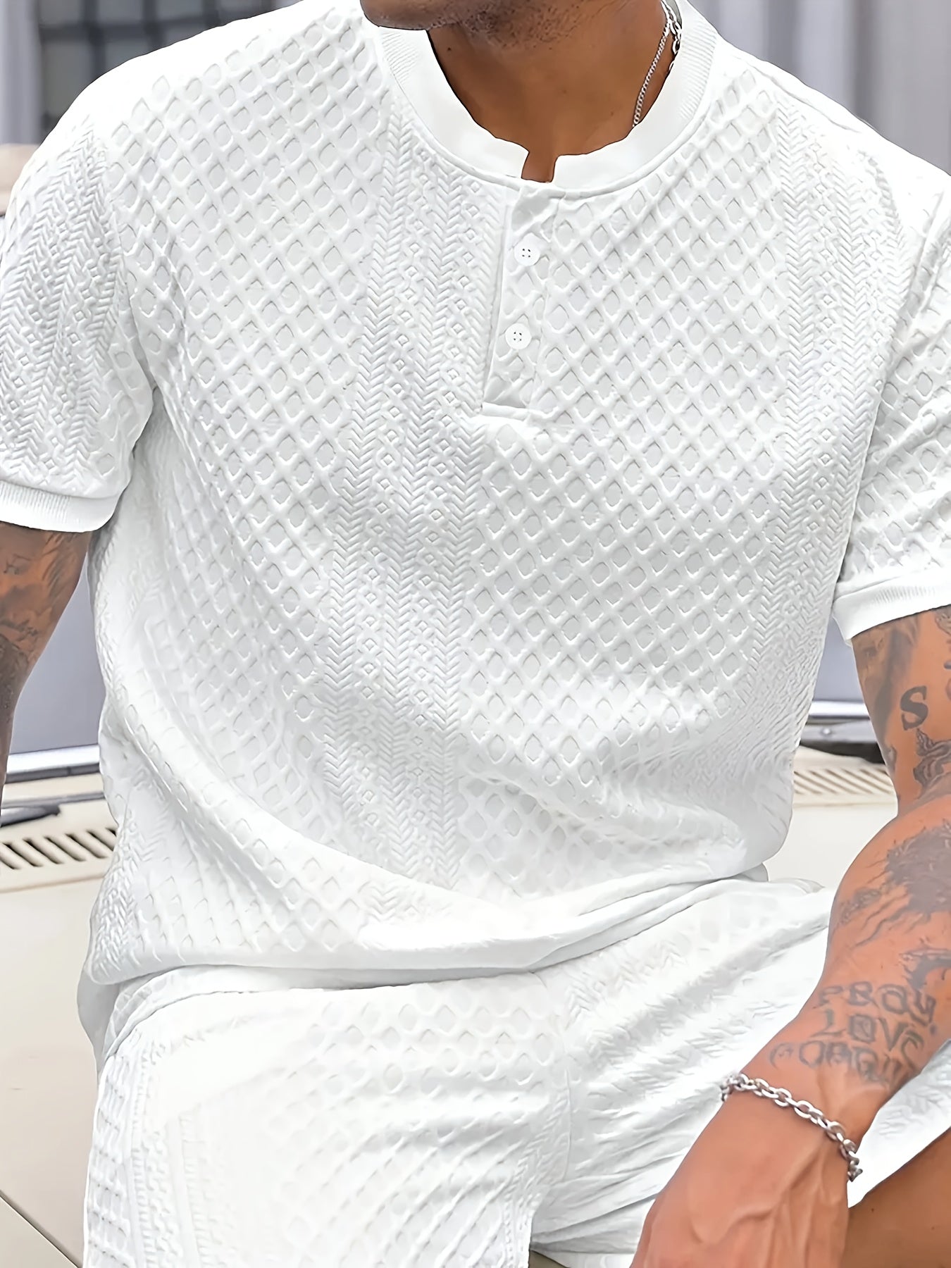 Damjan | Lässiges Business-Henley-Polohemd für Herren – Jacquard-Kragen
