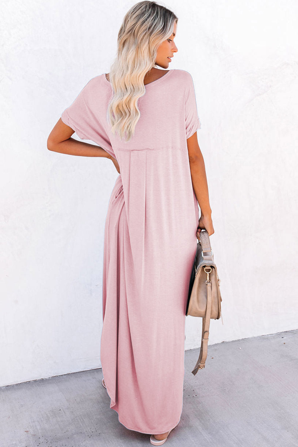 Ithara |  Maxi-T-shirtjurk met V-hals voor dames – Losvallende, lange T-shirtjurk