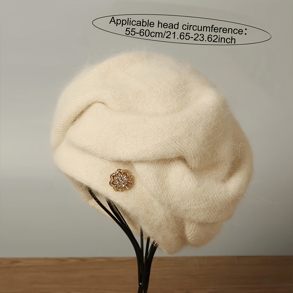 Emina | Bonnet femme en laine mélangée – Bonnet d'hiver chaud en maille