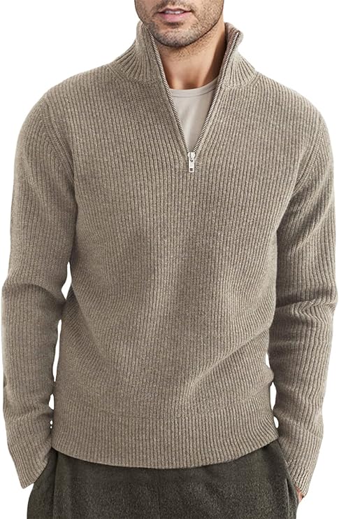 Halvion | Eleganter Herrenpullover mit halbem Reißverschluss – Stilvoller italienischer Pullover für Freizeit und Business