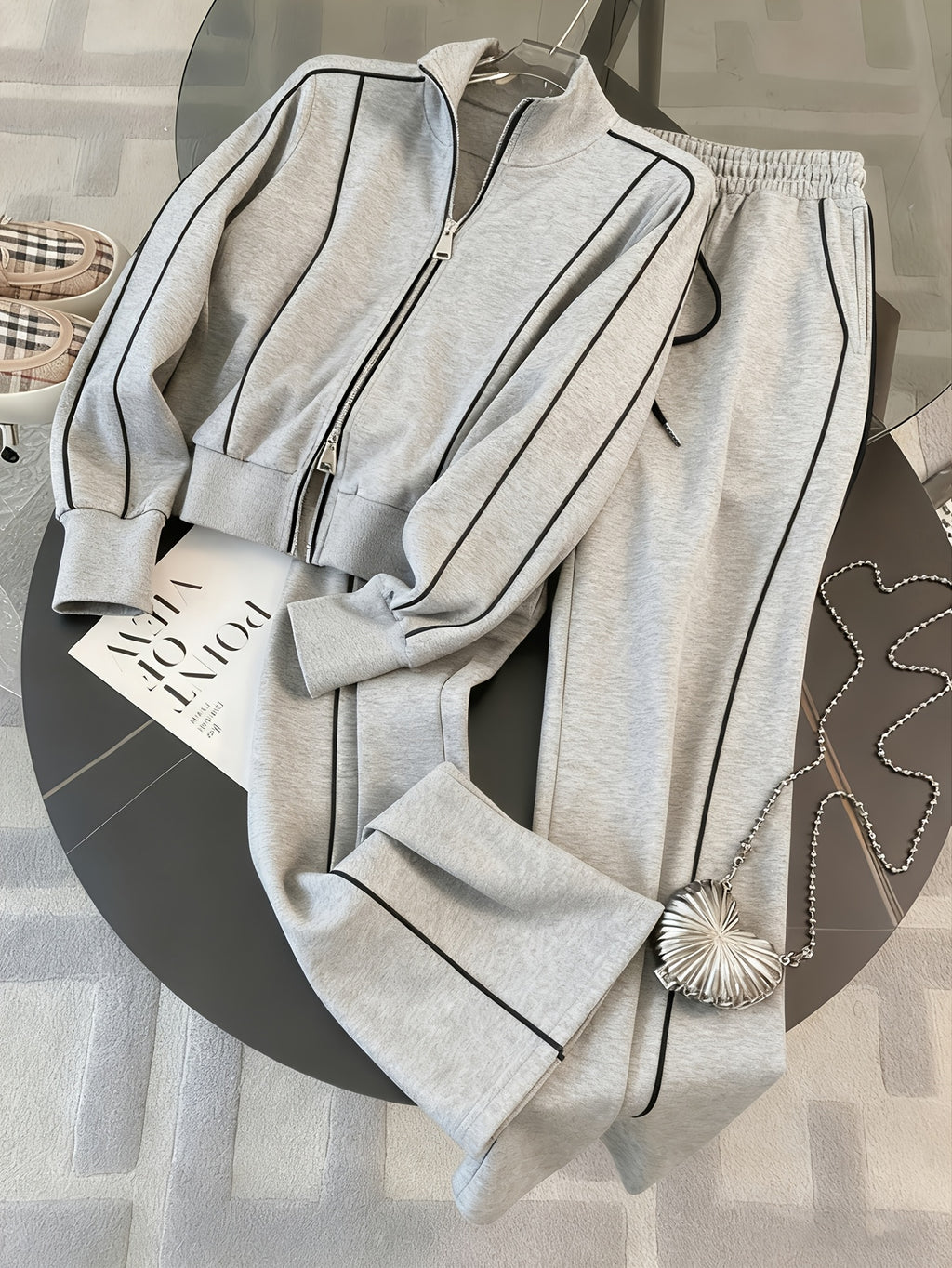 Marielis | Casual tweedelige sportkleding voor dames – Sweatshirt met ritssluiting en joggingbroek