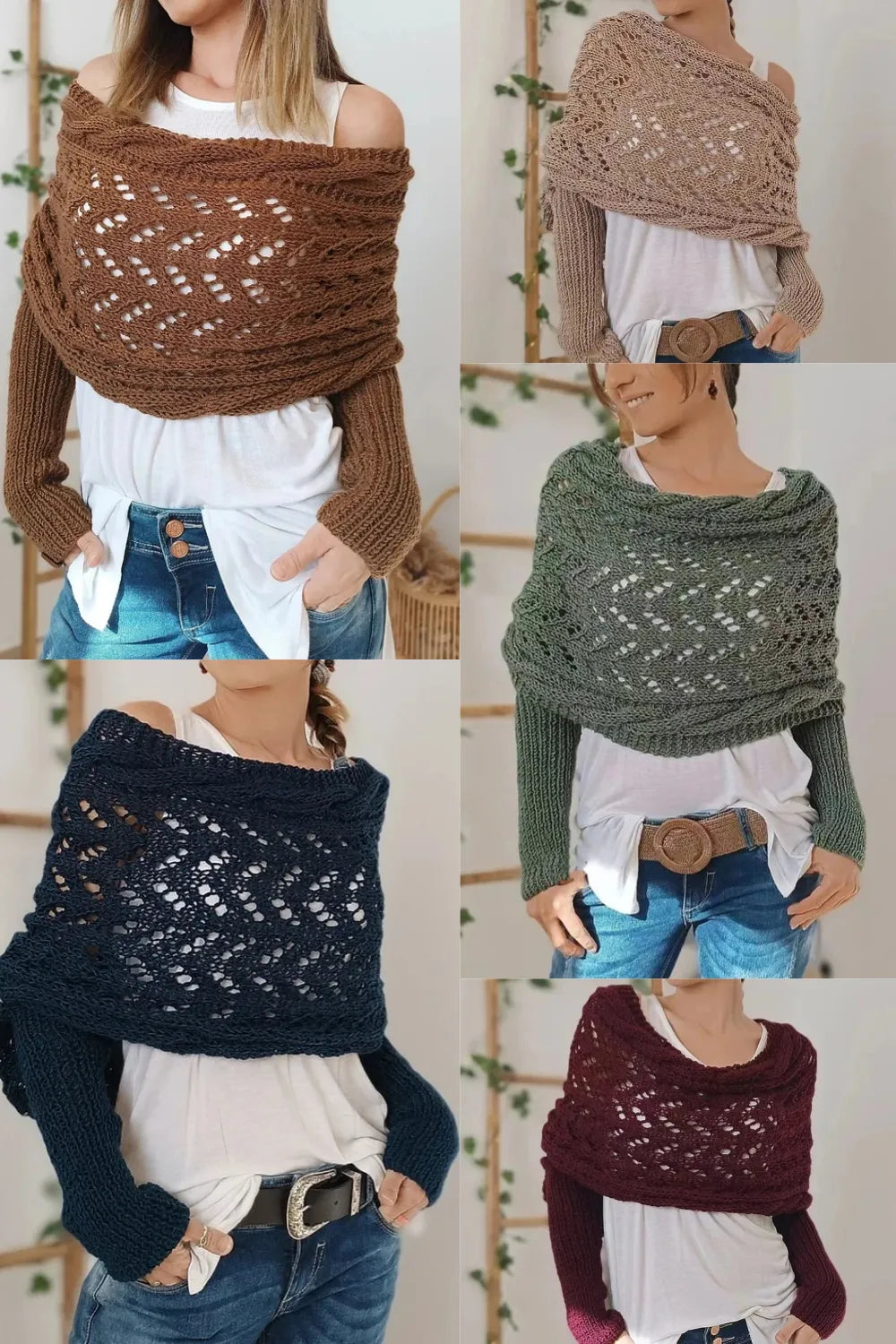 Winifred | Châle tricoté pour femme – Écharpe tricotée oversize confortable pour l'automne et l'hiver