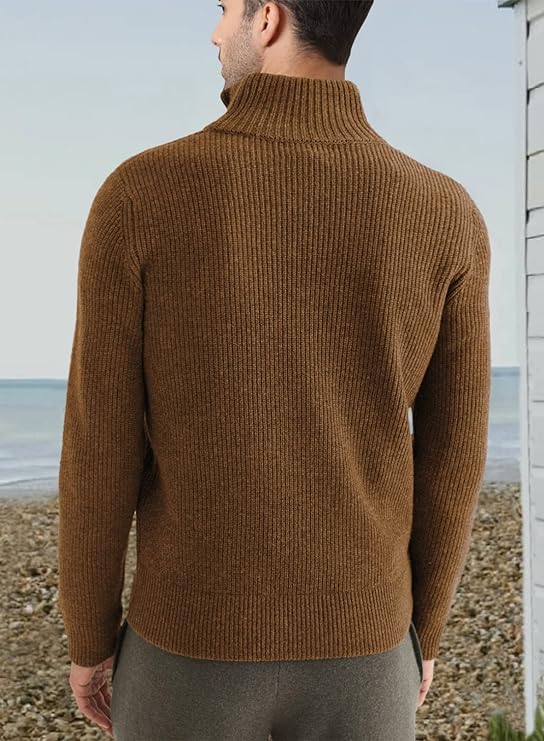 Halvion | Eleganter Herrenpullover mit halbem Reißverschluss – Stilvoller italienischer Pullover für Freizeit und Business