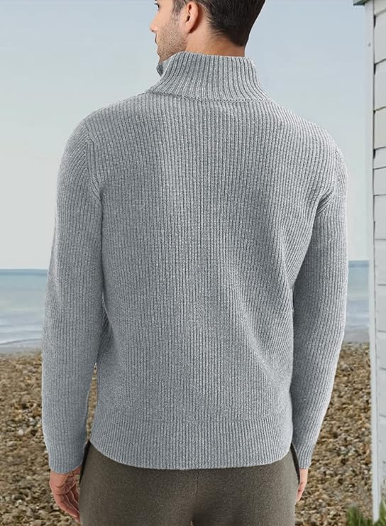 Halvion | Eleganter Herrenpullover mit halbem Reißverschluss – Stilvoller italienischer Pullover für Freizeit und Business
