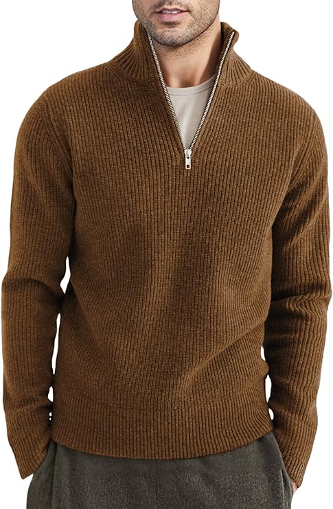 Halvion | Eleganter Herrenpullover mit halbem Reißverschluss – Stilvoller italienischer Pullover für Freizeit und Business