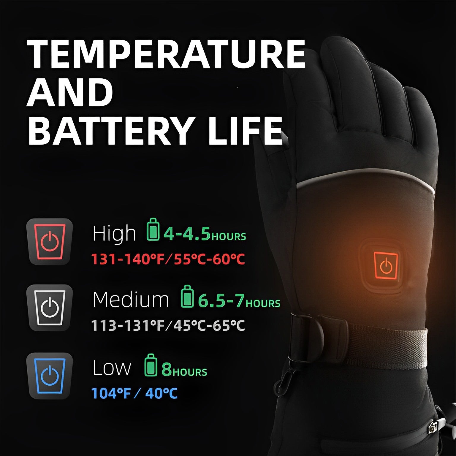 ThermoGlove | Beheizbare Handschuhe – Elektrische Winterhandschuhe zum Skifahren, Schneemobilfahren und für Arbeiten im Freien