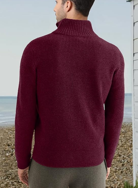 Halvion | Eleganter Herrenpullover mit halbem Reißverschluss – Stilvoller italienischer Pullover für Freizeit und Business